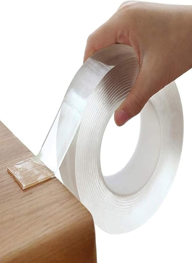 SooFam Multipurpose Nano Grip Tape Reusable Removable Washable Double Sided Sticky Strips Seamless Traceless Tape Adhesive Kitchen Holder (5M/16.4ft)